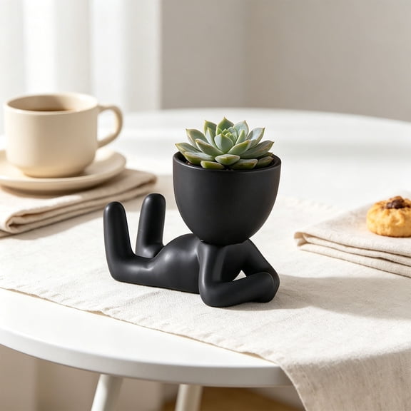 Ghost Shaped Ceramic Planters Set 4Pcs, Cute Facial Expression Small Pots for Succulents, Indoor Tabletop Decor Planters for Mini Plants, Ghost Planters for Desk Shelf Display