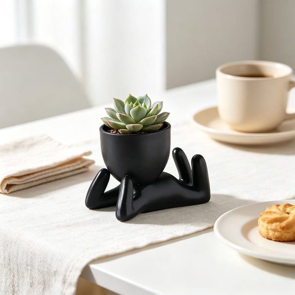 Ghost Shaped Ceramic Planters Set 4Pcs, Cute Facial Expression Small Pots for Succulents, Indoor Tabletop Decor Planters for Mini Plants, Ghost Planters for Desk Shelf Display
