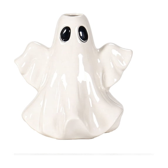 Ghost Shaped Ceramic Vase,Halloween Decorative Flower Vase,Spooky White Planter for Dried Flowers Home Table Mantel Decor Accent