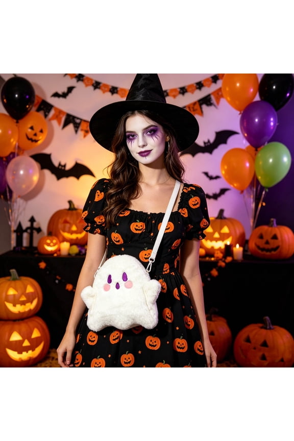 Ghost Shaped Crossbody Bag Casual and Fun, Adjustable Strap Cute Purse, Everyday Use for Halloween Events Shopping and Daily Outings