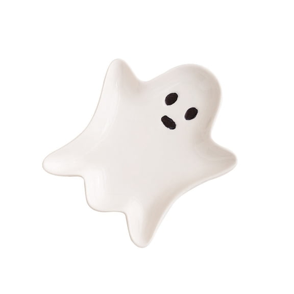 Ghost Shaped Serving Tray Plate, Cute Ghost Ceramic Tray Candy Storage Tray, Reusable Halloween Plate for Desserts, Salads, Snacks, Appetizers, Trick or Treat (1pc)