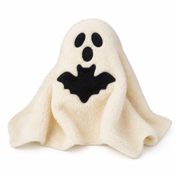 Ghost Shaped Throw Pillow,Bat Applique Fluffy Plush Surface Decor Cushion for Bedroom Sofa Fall Decor