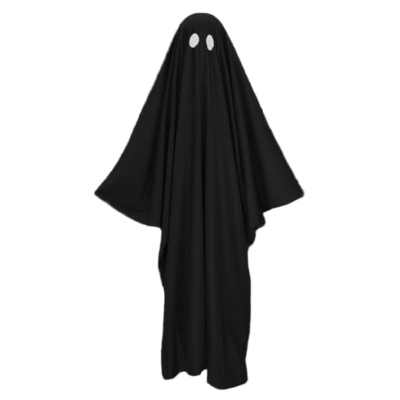 Ghost Sheet Robe Costume, 3 Eye Hole Ghost Cloak, 3 Eye Hole Simple Ghost Sheet Robe, Loose Lightweight Adult Ghost Halloween Trick Or Treat Costume, 3 Color Basic Ghost Cosplay Outfit, Black M
