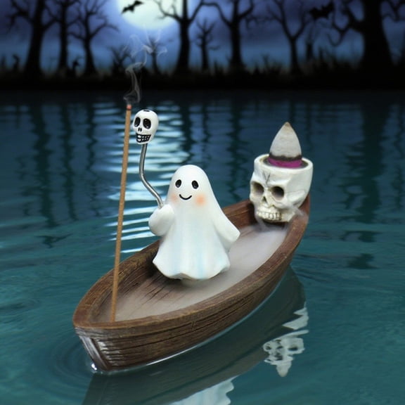 Ghost Ship Backflow Incense Burner, Gothic Halloween Resin Incense Censer, Cascading Mist Waterfall Incense Holder Decor for Tea Room Bathroom Hotel Interior Aroma Display