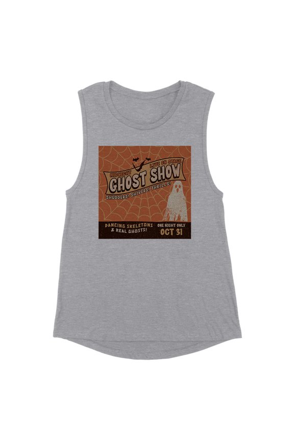 Ghost Show Vintage Halloween Women's Muscle Tank Medium Heather Grey