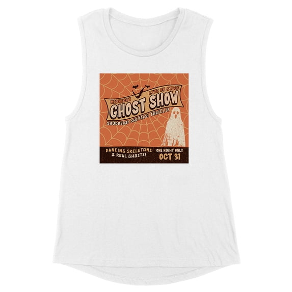 Ghost Show Vintage Halloween Women's Muscle Tank Small White