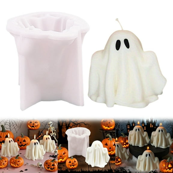 Ghost Silicone Mold, 1 Pc Pumpkin Candle Mold, Ghost Candle Molds, 3D Candle Molds, Ghost Silicone Mold for Epoxy Resin, Candle, Handmade Soap, Wax Plaster Polymer Clay Decoration