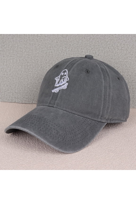 Ghost Skateboard Embroidery Washed Baseball Cap, Perfect Gift For Skateboard Lovers