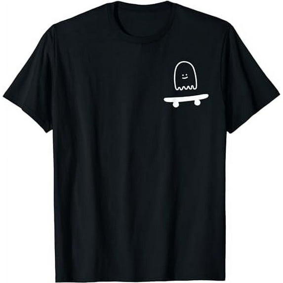 Ghost Skateboard Lazy Halloween Costume Funny Skateboarding T-Shirt