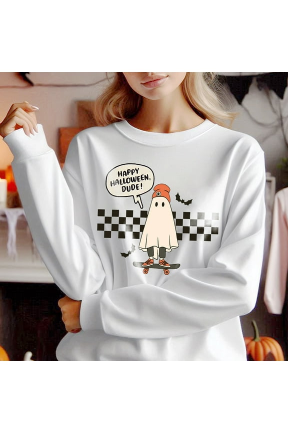 Ghost Skating Happy Halloween Dude Sweatshirt, Retro Halloween Sweatshirt, Halloween Costume, Halloween Sweater, Women Halloween Shirt, Halloween Gift