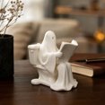 thumbnail image 1 of Ghost Skeleton Reading on Toilet Figurine, Funny Printed Desk Ornament, Spooky Bathroom Counter Statue for Shelf, Nightstand, Office Desk, Halloween Home Decor, 1 of 7