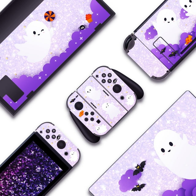 Ghost Skin Purple Halloween Nintendo Switch OLED Standard Lite Skin