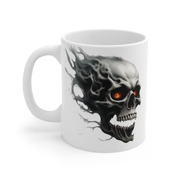 Ghost Skull Coffee Mug White Ceramic, Horror S1How Gift 11oz