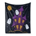 thumbnail image 1 of Ghost Soft Flannel Fleece Blanket, Dark Night Haunted House with Ghosts Halloween Design Illustration in Cartoon Style, Cozy Plush for Indoor and Outdoor Use, 60" x 80", Multicolor, by Ambesonne, 1 of 5