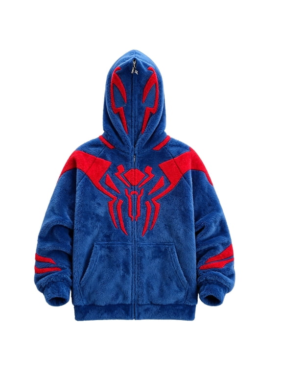 Ghost Spider Costume Spider Costume Adult Zip Hoodie Chenille Embroidered Streetwear Jacket Casual Unisex Fit Long Sleeve Casual Top for Events Fashion Hoodie