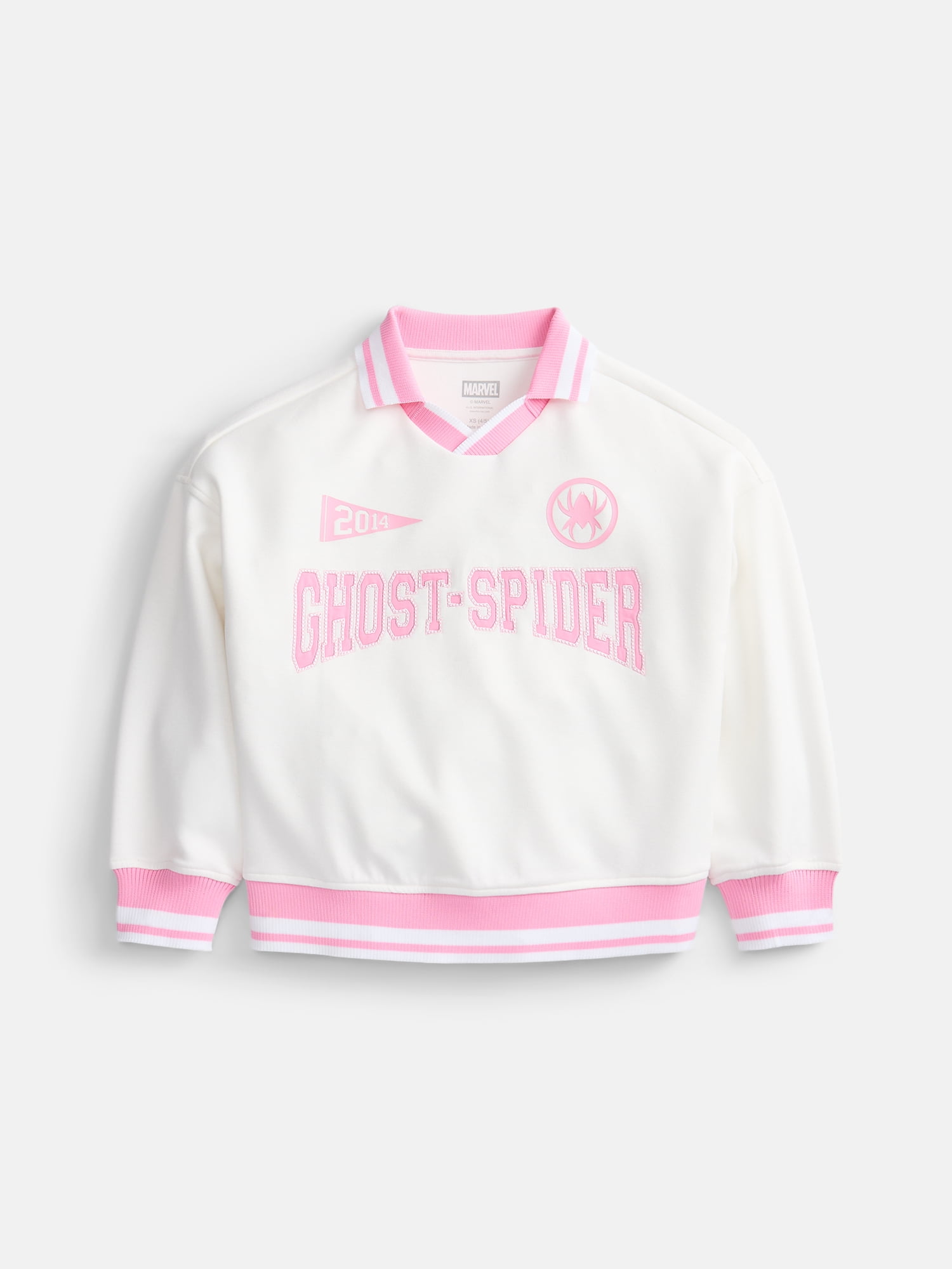 Ghost-Spider Girls' Collared Graphic Sweatshirt with Long Sleeves, Sizes 4-12