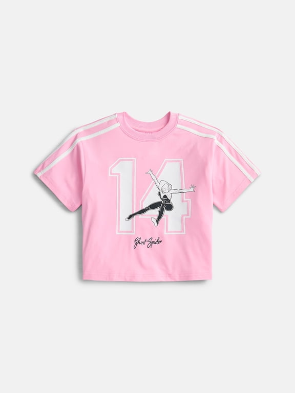 Girls Active Graphic Jersey with Short Sleeves, Sizes 4-12