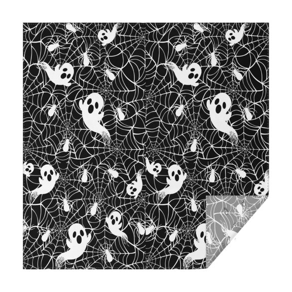 Ghost and Spider Web Halloween Pattern Square Tablecloth,Waterproof Square Table Cover,Wipeable Spillproof Washable Table Cover for Home Kitchen Party Decor 42"X42"(107x107cm)