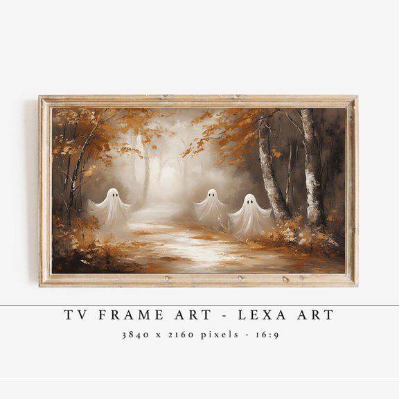 Ghost Spooky Forest Haunted Autumn Cozy Fall Screensaver Poster Unframed Paper Print