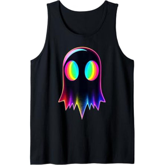 Ghost Spooky Season Vaporwave Electro Techno Rave Edm Tank Top Size S-3XL