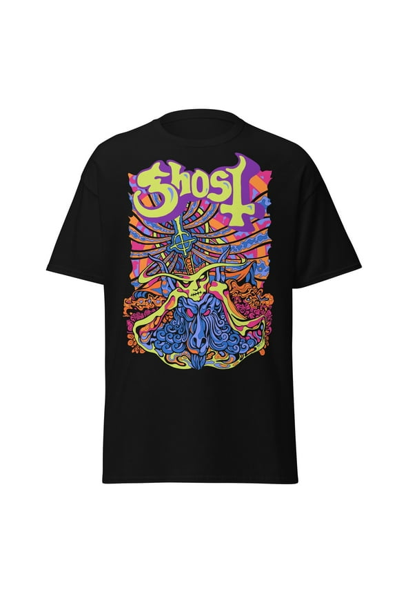 Ghost - Stained Glass Jumbo Print Unisex T-Shirt - Black - 5XL