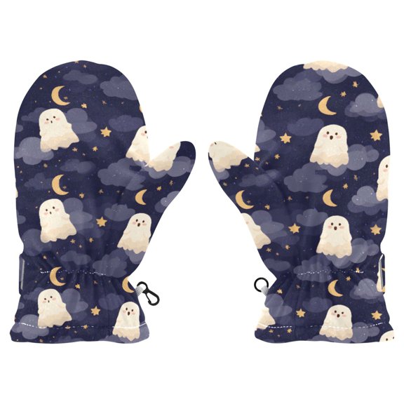 Ghost Star Moon Cold Weather Mittens Cozy Gloves with Adjustable Fit Perfect for Outdoor Fun