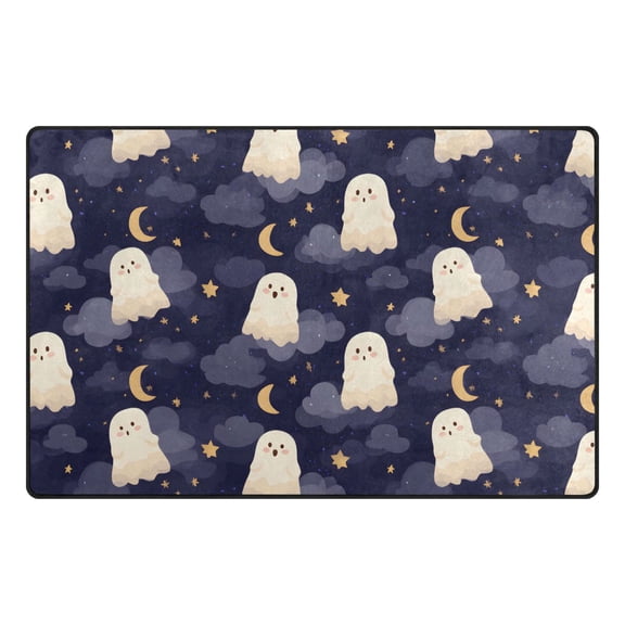 Ghost Star Moon Memory Foam Area Rug 31"x20" Non Slip, Absorbent, Fade Proof for Living Room, Bedroom, Office