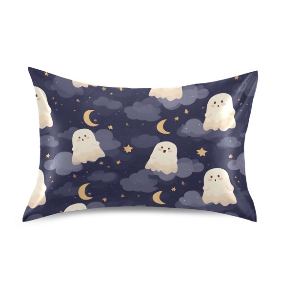 Ghost Star Moon Pillowcase Standard Size Luxury Silky Soft Wrinkle Resistant Envelope Closure 20x26in