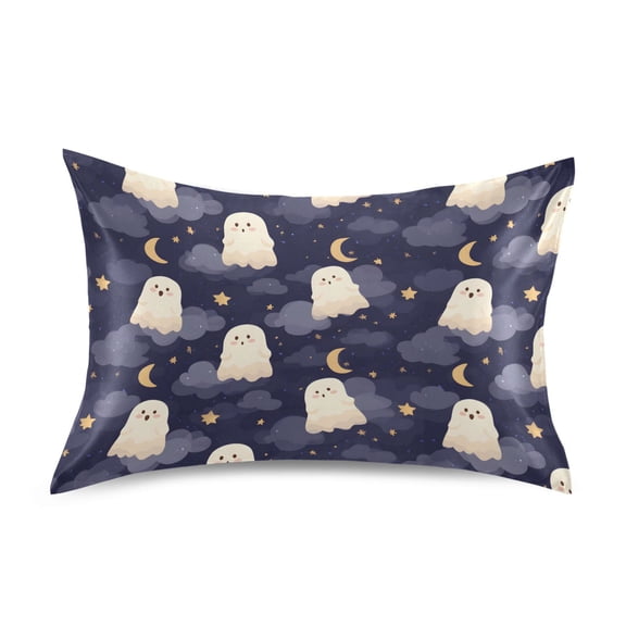 Ghost Star Moon Standard Size Satin Pillowcase 20''x26'' Double-Sided Print Soft Wrinkle Resistant