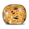 thumbnail image 1 of Ghost Storage Toy Bag Chair, Pattern with Ghost Pumpkin and Wizard Hat on Weathered Orange Background, Stuffed Animal Organizer Washable Bag, Large Size, Orange and Multicolor, by Ambesonne, 1 of 3