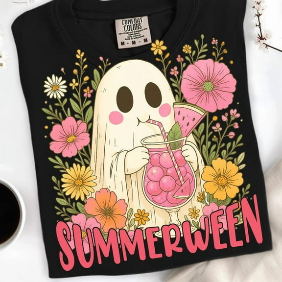 Ghost Summer Halloween Shirt, Retro Summerween Shirt, Halloween Cocktail Shirt, Spooky Summer Shirt, Cute Ghost Beach Vibes Halloween Tee