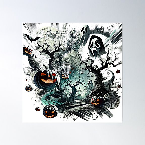 Ghost Surreal V1 Poster Wall Art, Modern Wall Decor, 30x30 UNFRAMED