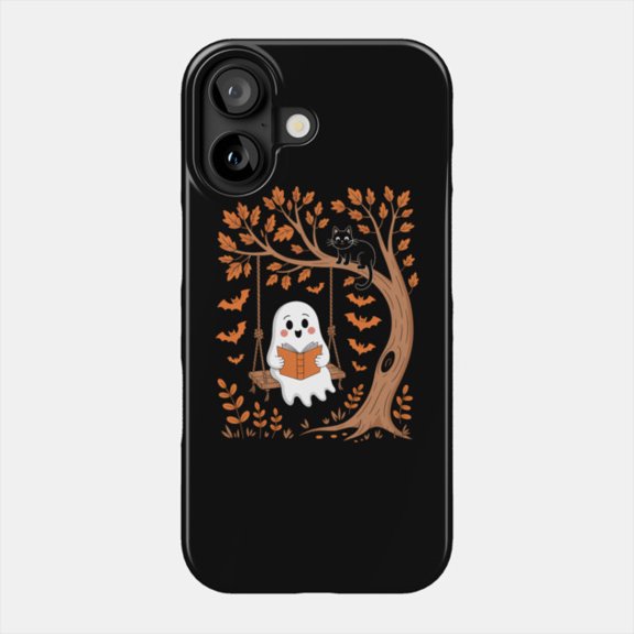 Ghost Swing Reading Book Halloween creepy Art Tough Case for iPhone 11-17 Pro Max