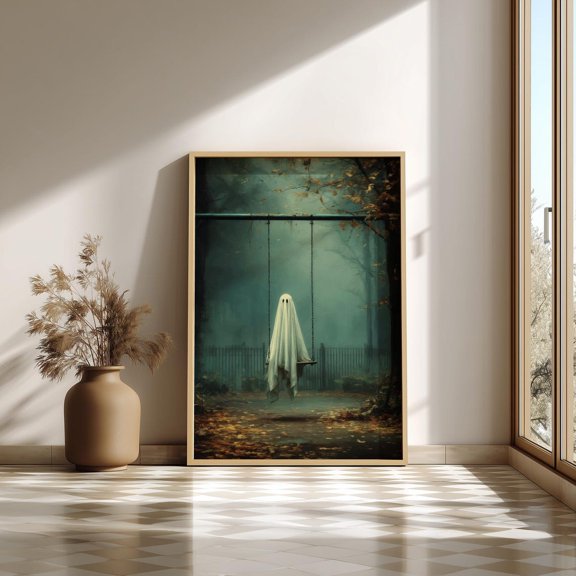 Ghost Swing Set Surreal Playground Liminal Space Spooky Wall Art Unframed Paper Print