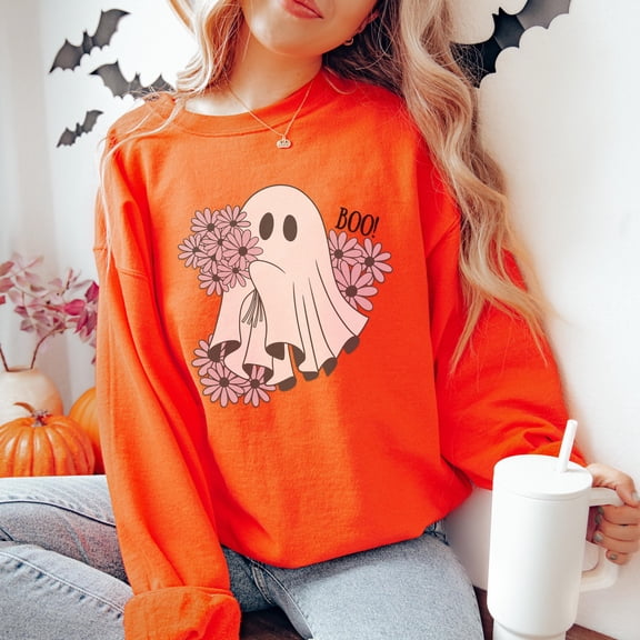 Ghost T-Shirt, Boo T-Shirt, Spooky Season T-Shirt, Floral Halloween, Cute Halloween T-Shir