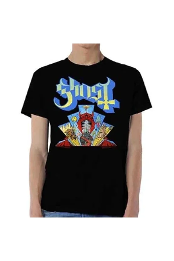 Ghost T Shirt Devil Stained Glass Window Band Logo Official Mens New Black