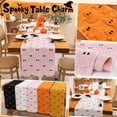 thumbnail image 1 of Ghost Table Runner, Plush Embroidered Halloween Table Decor, Cute Cream Ghost Pattern Table Cover for Indoor Party, Dining Room, Home Kitchen 13 X 36 Inch, 1 of 6