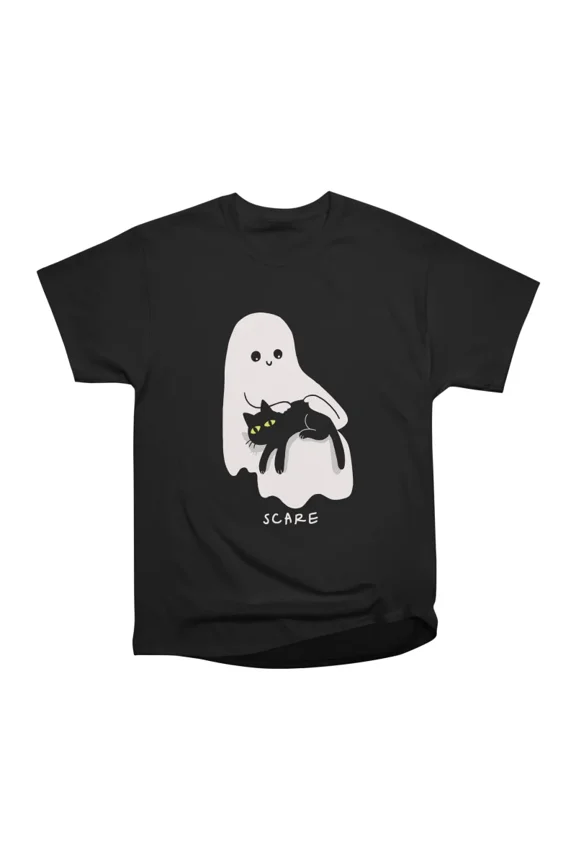 Ghost Taking SCare of Cat T-Shirt Tee Gift For Him Merch For Her Apparel For Friend