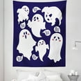 thumbnail image 1 of Ghost Tapestry, Scary Ghost Characters Drawn in Cartoon Style with Boo Texts Pattern, Fabric Wall Hanging Decor for Bedroom Living Room Dorm, 5 Sizes, Dried Rose Indigo, by Ambesonne, 1 of 1