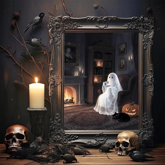 Ghost Tea Party Art Poster Gothic Decor Unframed Paper Print