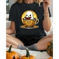 thumbnail image 1 of Ghost Teacup Graphic Tee Halloween Design Cute Spooky Breathable Comfort Cotton T-Shirt Black S-5XL, 1 of 5