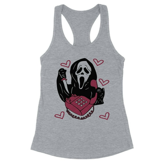 Ghost Telephone Tank Top Fitted Racerback Women's 2X-Large Heather Grey