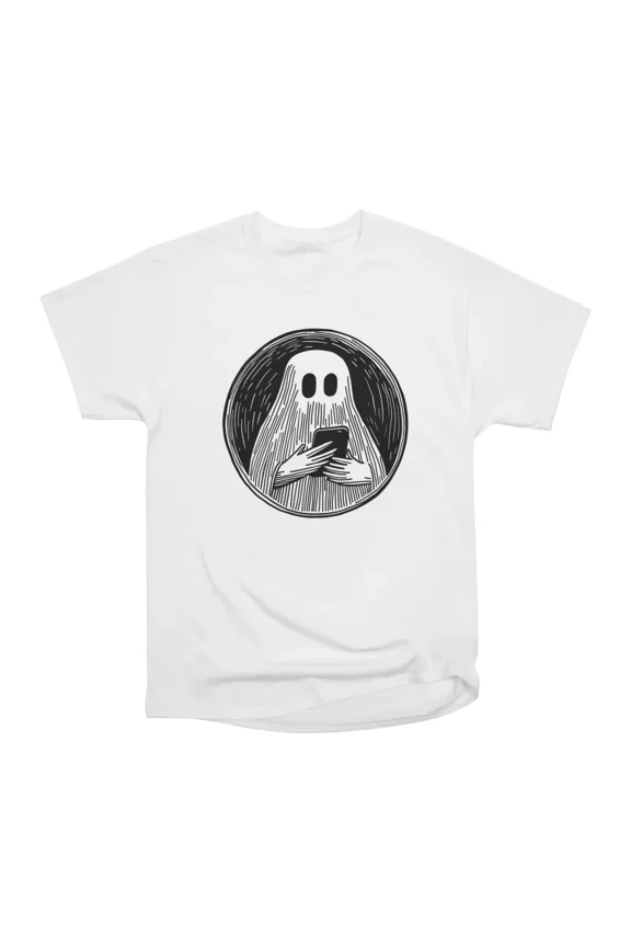 Ghost Texting on Phone T-Shirt Tee Gift For Him Merch For Her Apparel For Friend