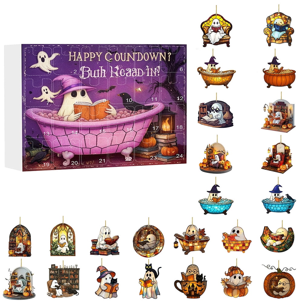 Ghost Theme Holiday Advent Calendar Blind Box 2025, 24 Pcs Ghost ...