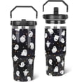 thumbnail image 1 of Ghost-Themed Insulated Tumbler with Handle & Flip Straw - 30oz Halloween Travel Mug, Coffee Cup, Gift (1 Pcs), 1 of 6