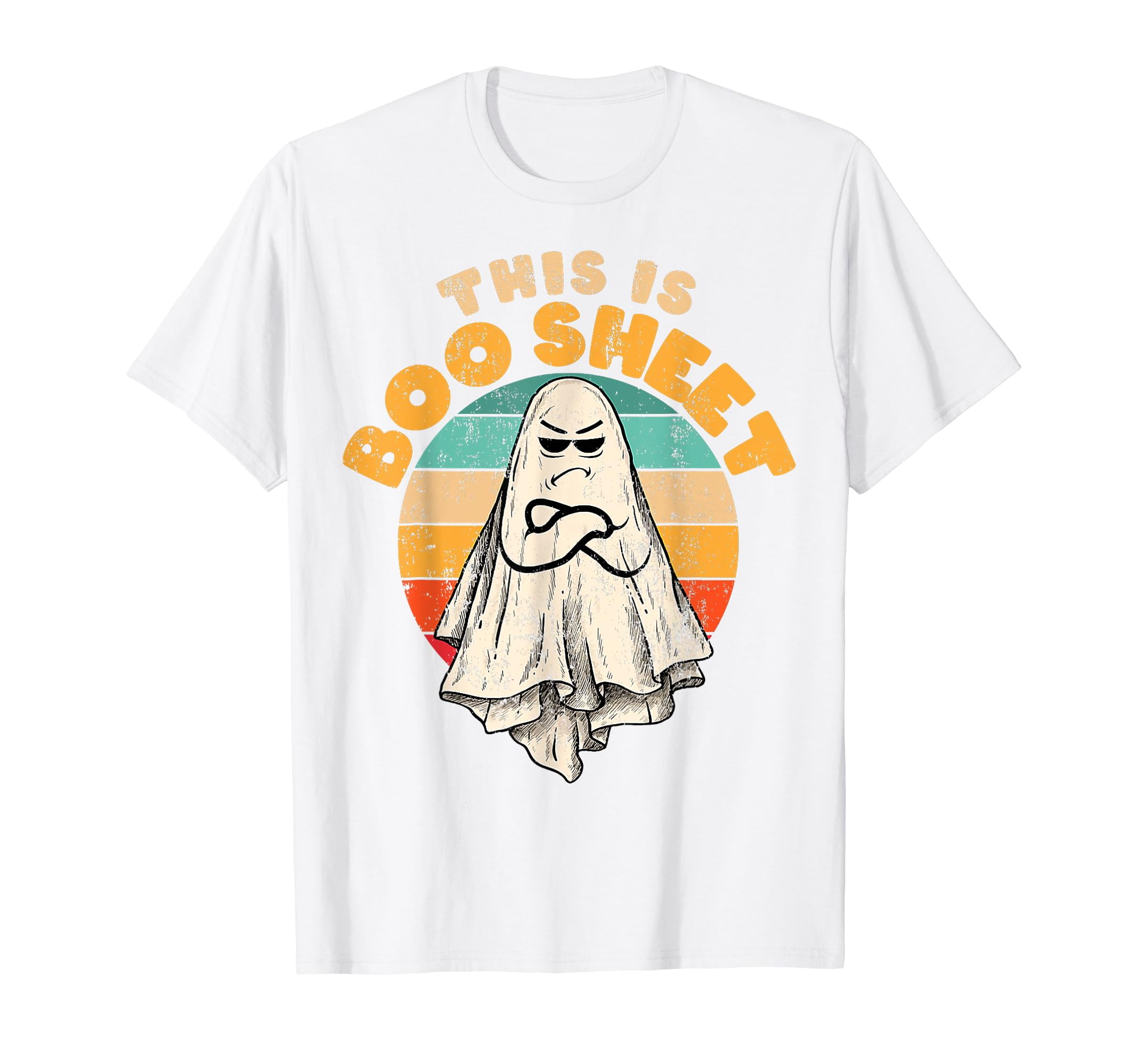 Ghost This Is Boo Sheet Retro Halloween Costume White TShirt Crew Neck
