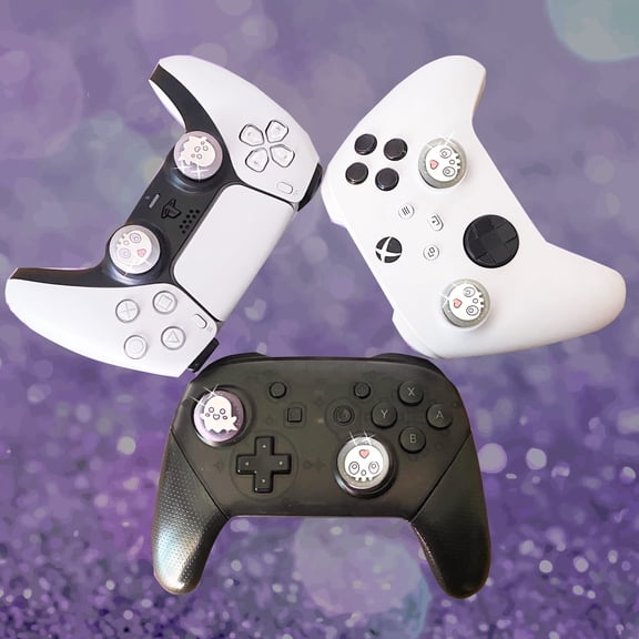 Ghost Thumb Grips - Glitter Clear for PS5 PS Xbox Pro Controller Switch 2