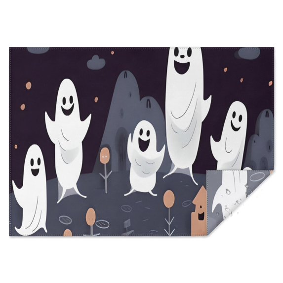 Ghost Town Halloween Pattern Rectangle Tablecloth 60"x84",Waterproof Polyester Rectangle Table Cloth, Wipeable Spillproof Polyester Tablecloth for Dining, Camping, Indoor and Outdoor
