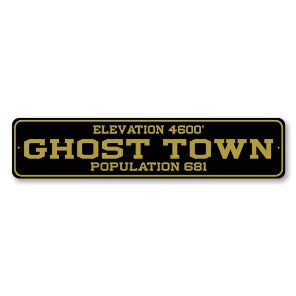 Ghost Town Personalized Population Aluminum Metal Decor Sign - 4x18 inches