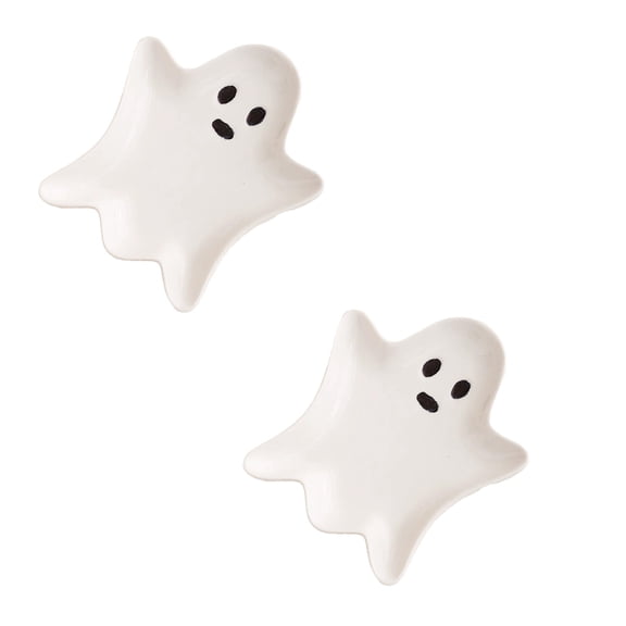 Ghost Tray Jewelry Storage Tray, Ceramic Spoon Rests White Ghost Small Coffee Spoon Holder for Halloween Coffee Stirrers Teaspoon Bar Spoon Coffee Station Bar Accessories